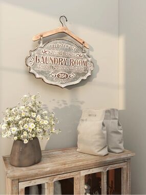 Vintage-Style Metal Laundry Room Wall Sign